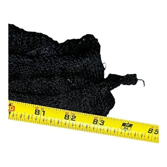 Cejon Black Scarf  Wrap Shawl Large Crochet Knit Ruffle Edge Thin  Long 83" - Picture 7 of 7